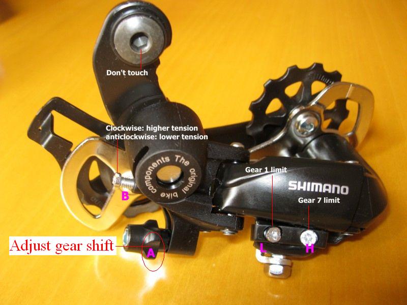 adjusting shimano tourney gears